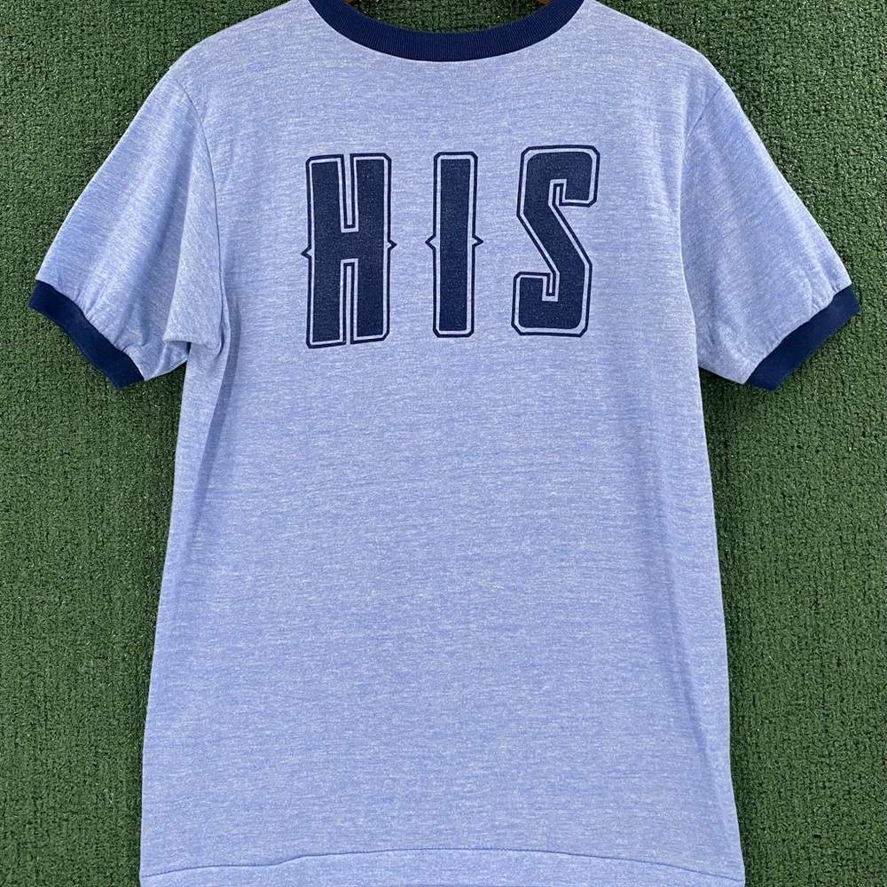 Vintage 80’s HIS Single Stitch Tri-Blend Ringer T-Shirt Men’s Size Small
